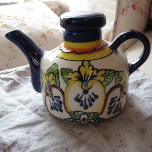 Vintage Fruit Signed Alba Mexico Pottery Tea-Pot 4